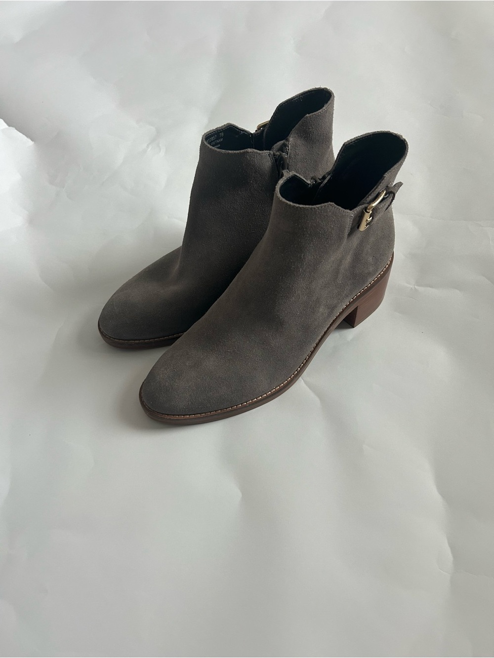 Cole Haan Charcoal Suede Ankle Booties with Buckle